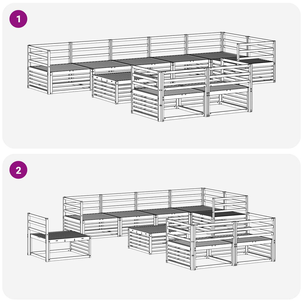 Outdoor-Sofagarnitur 9 pcs Natur Massivholz Akazie