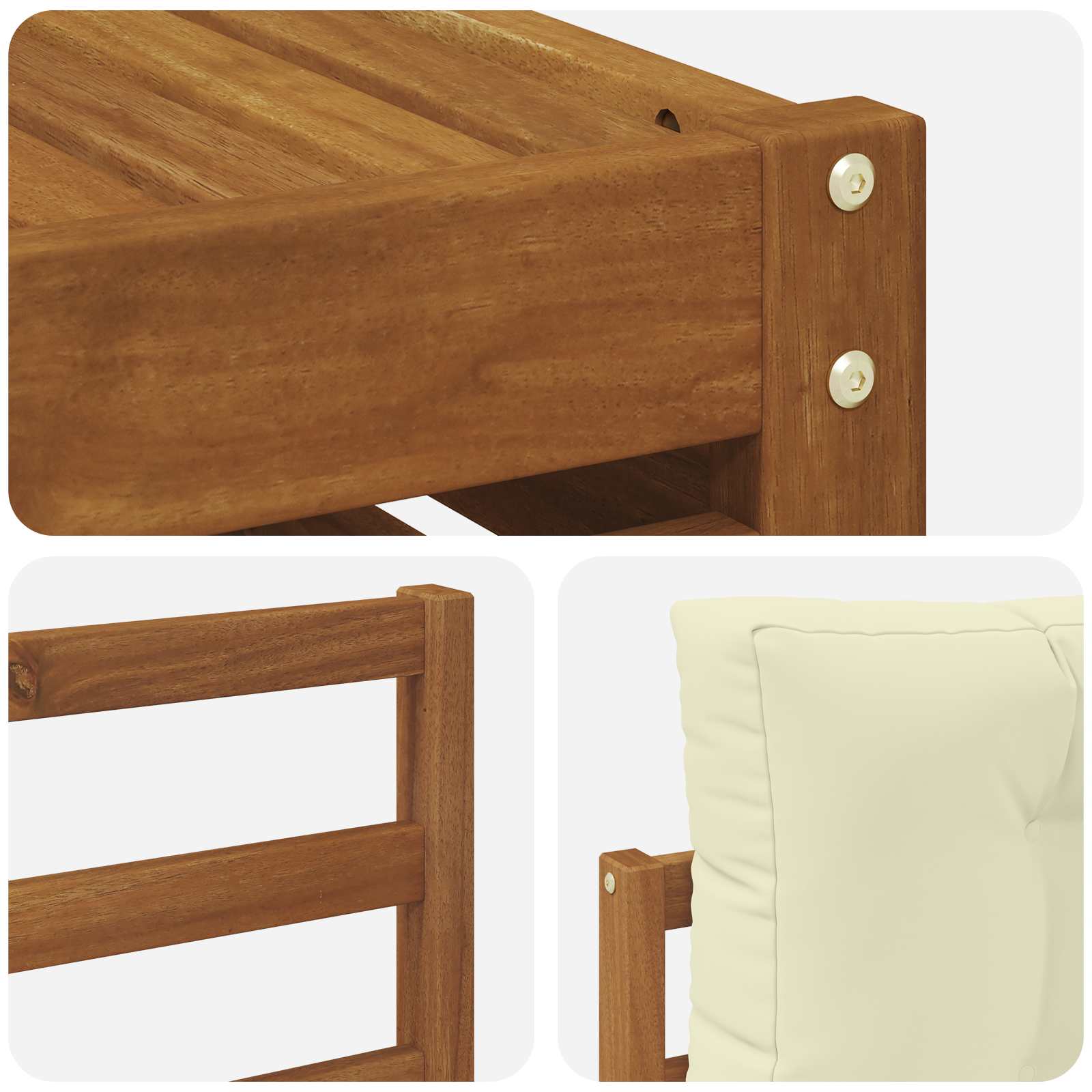Outdoor-Sofagarnitur mit Kissen 9 pcs Natur und Creme