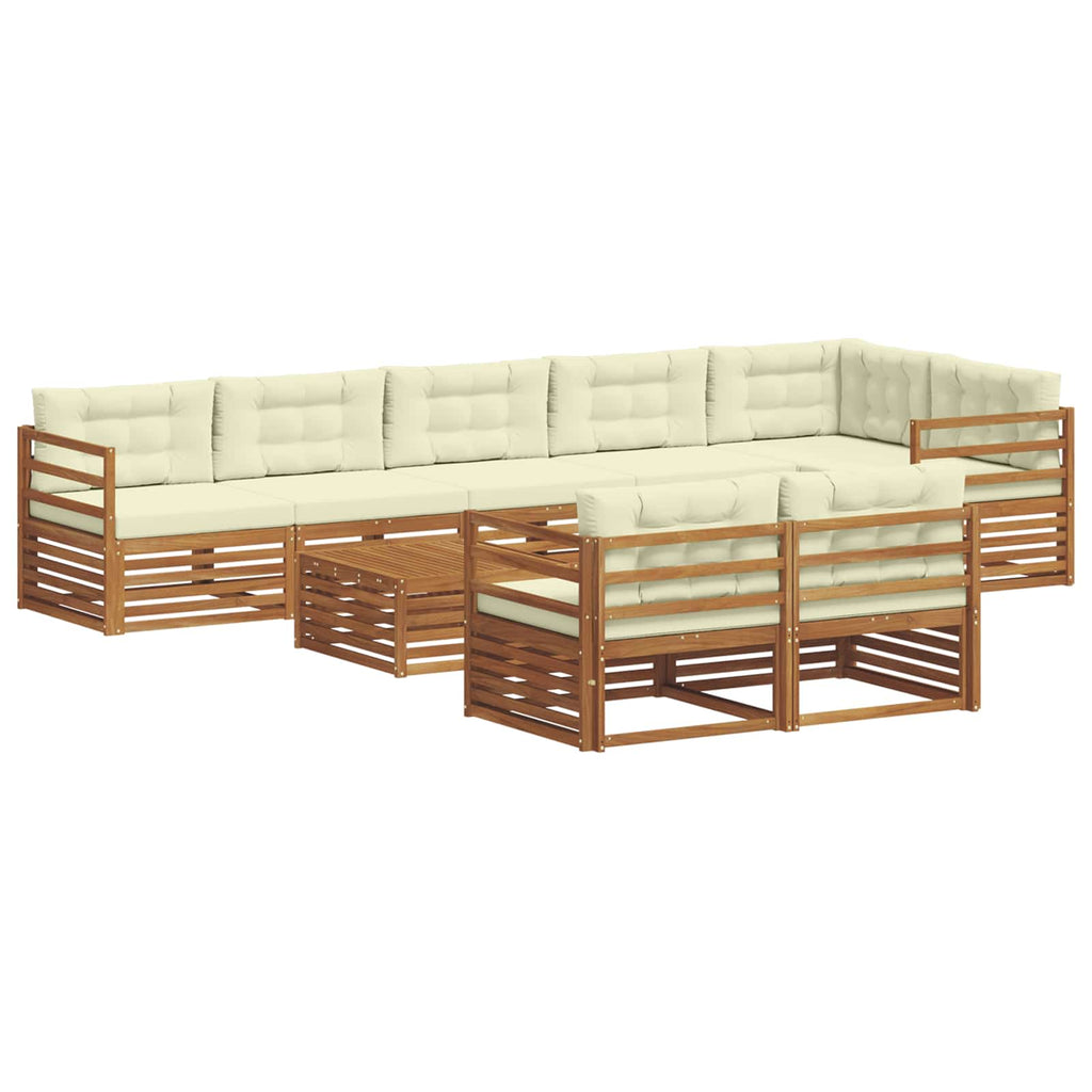 Outdoor-Sofagarnitur mit Kissen 9 pcs Natur und Creme