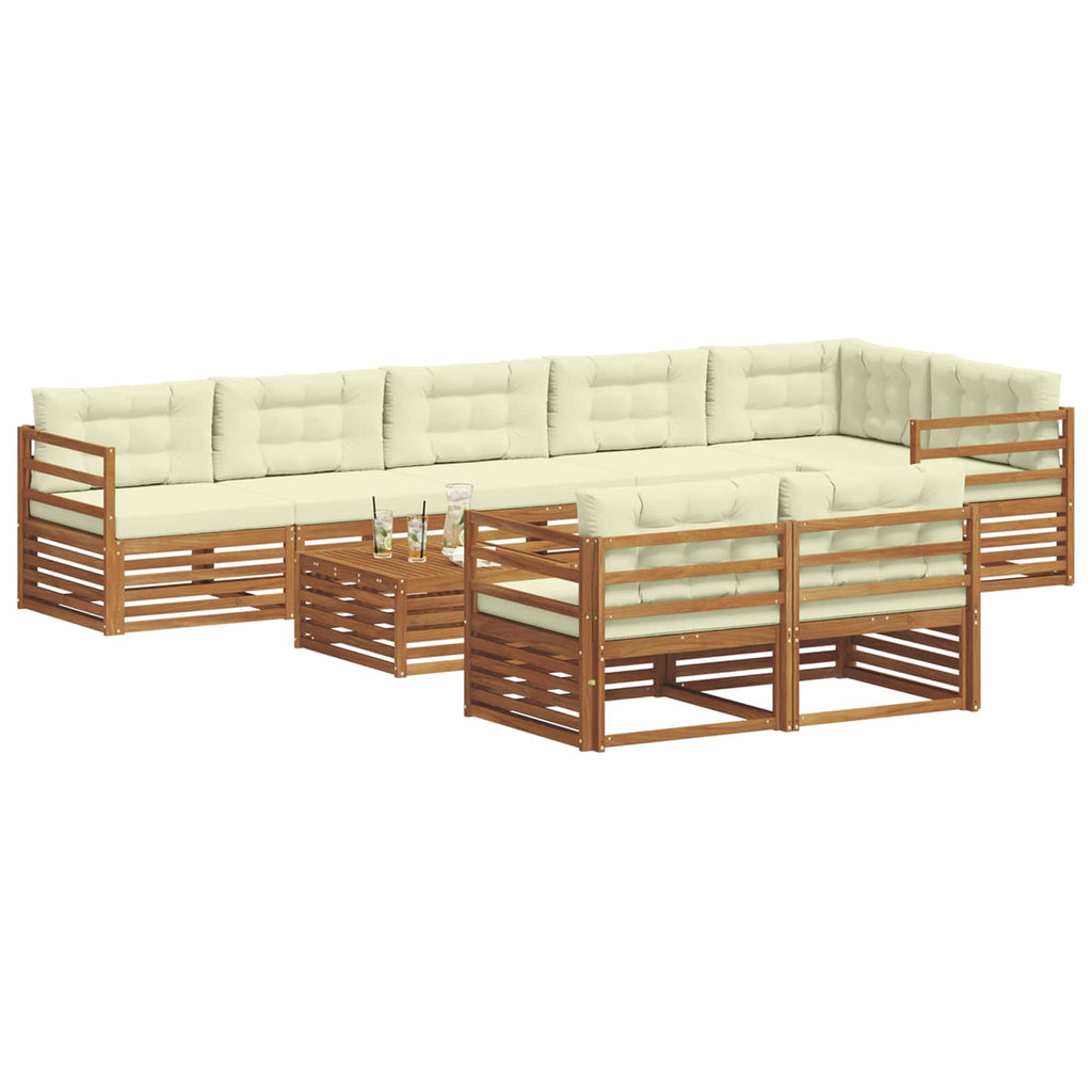 Outdoor-Sofagarnitur mit Kissen 9 pcs Natur und Creme