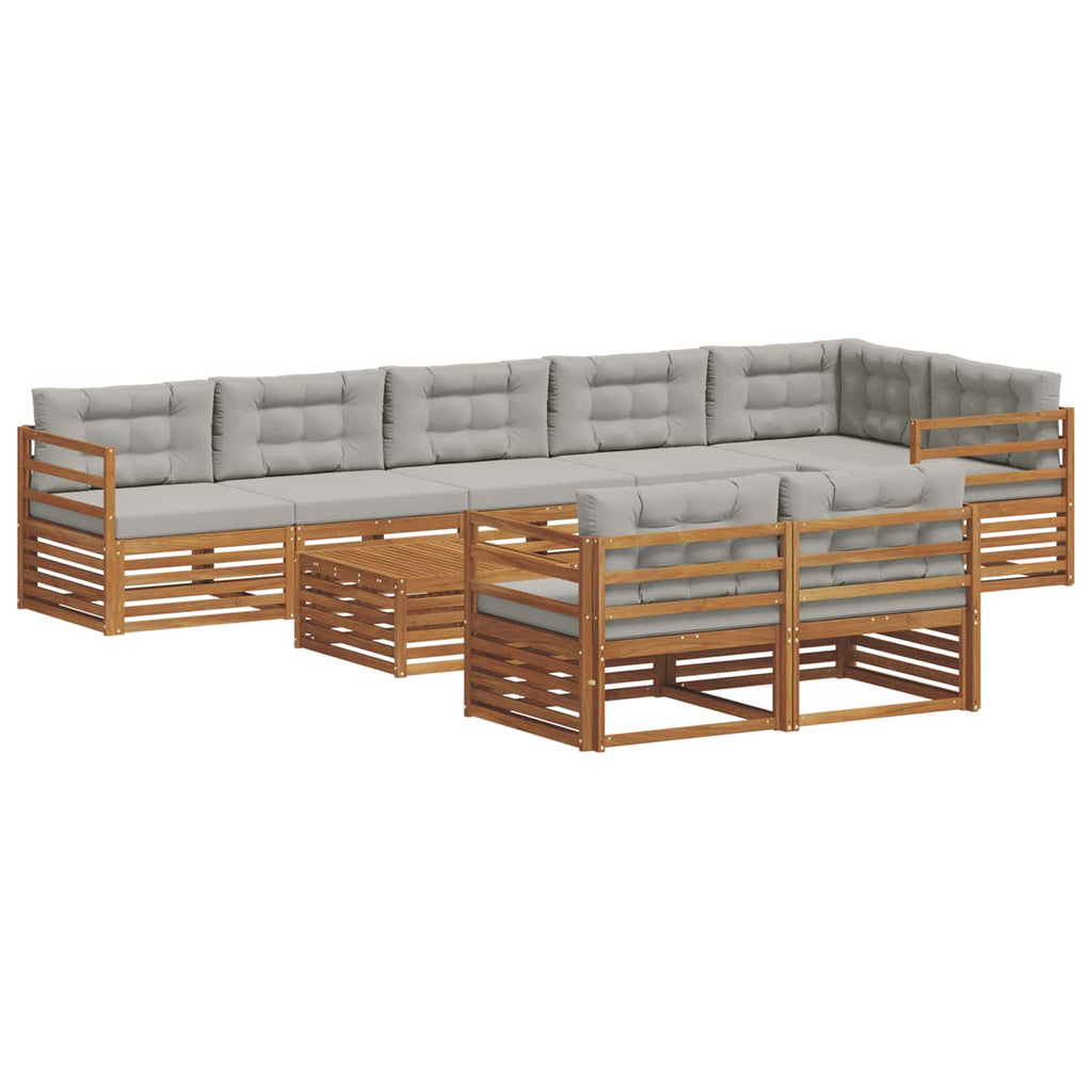Outdoor-Sofagarnitur mit Kissen 9 pcs Natürlich und Hellgrau