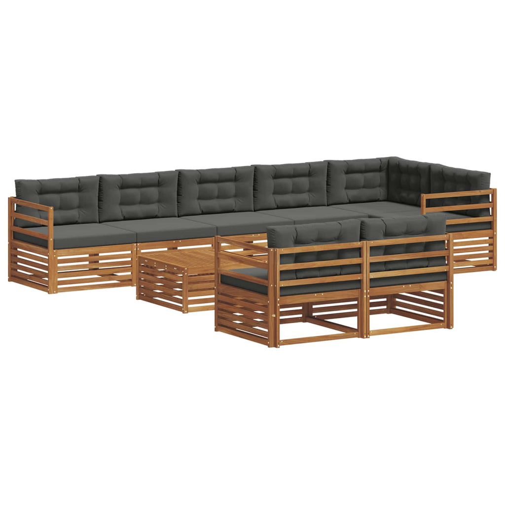 Outdoor-Sofagarnitur mit Kissen 9 pcs Natur und Anthrazit