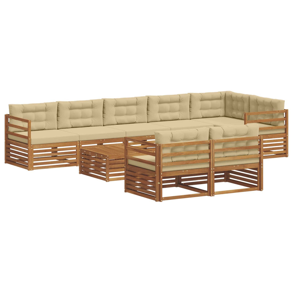 Outdoor-Sofagarnitur mit Kissen 9 pcs Natur und Beige