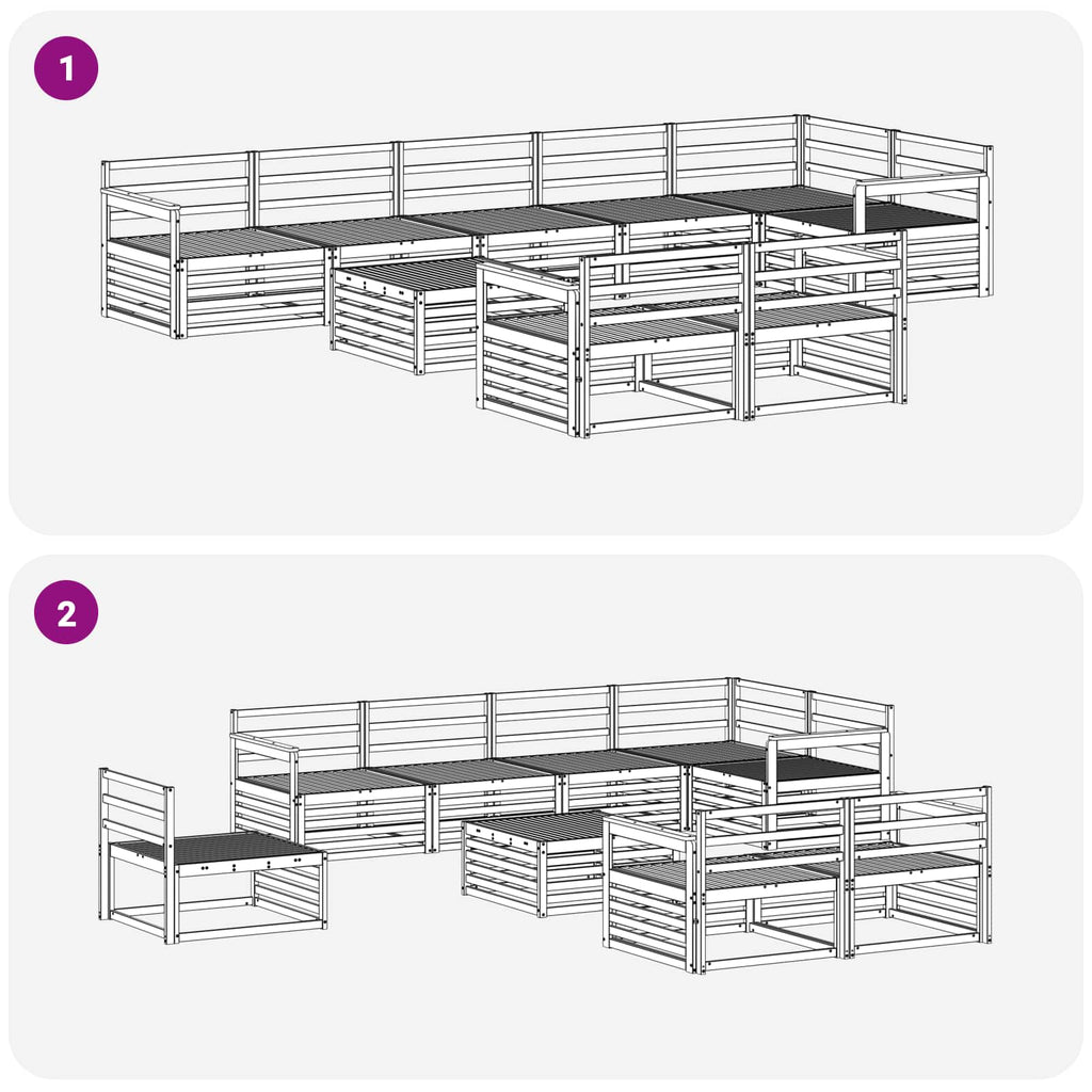 Outdoor-Sofagarnitur 9 pcs Natur Massivholz Akazie