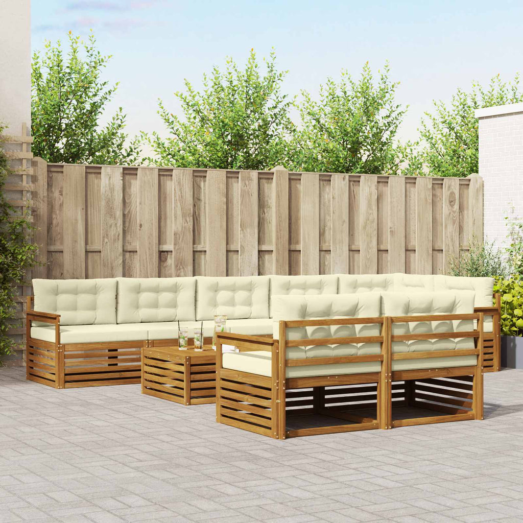 Outdoor-Sofagarnitur mit Kissen 9 pcs Natur und Creme