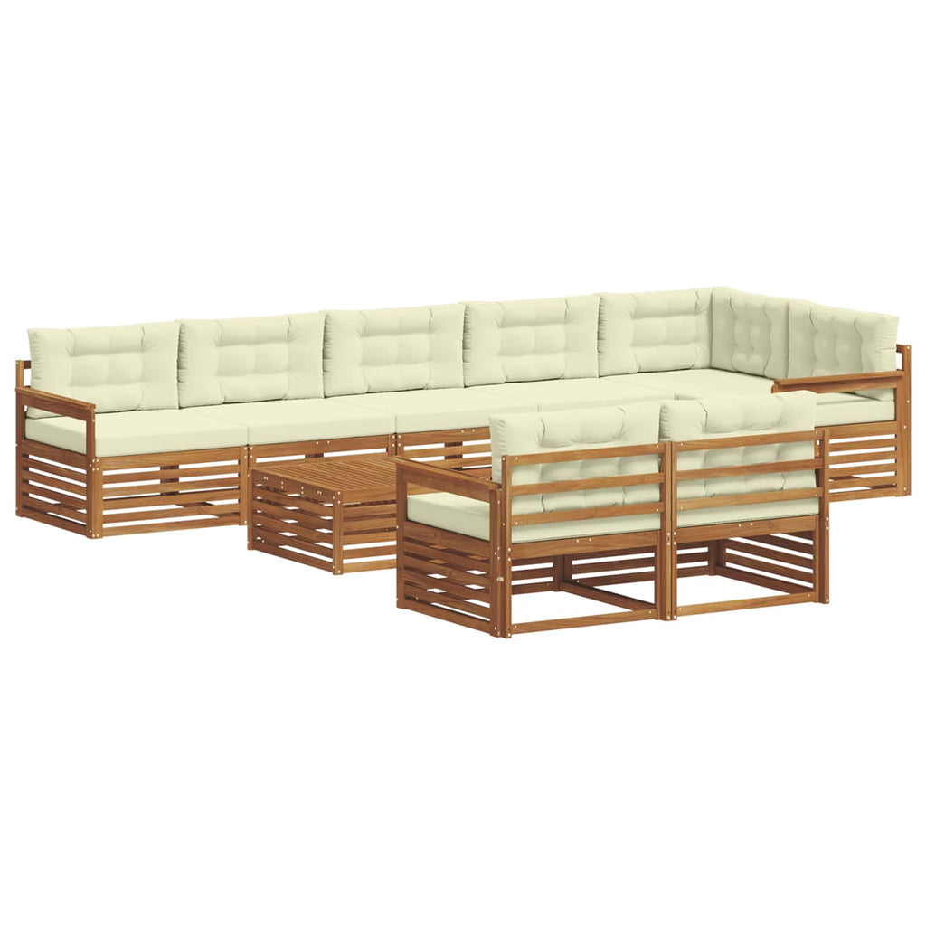 Outdoor-Sofagarnitur mit Kissen 9 pcs Natur und Creme