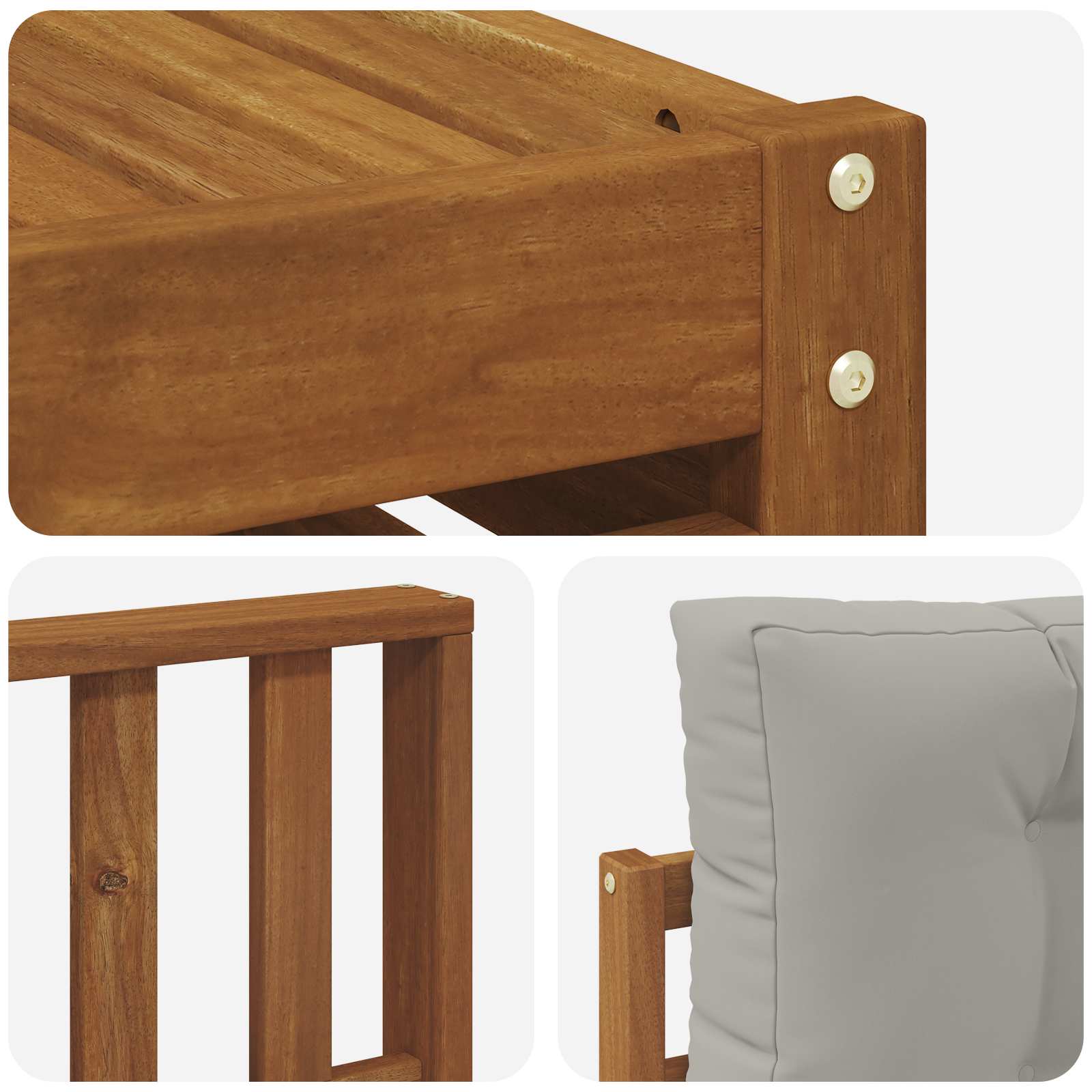 Outdoor-Sofagarnitur mit Kissen 9 pcs Natürlich und Hellgrau