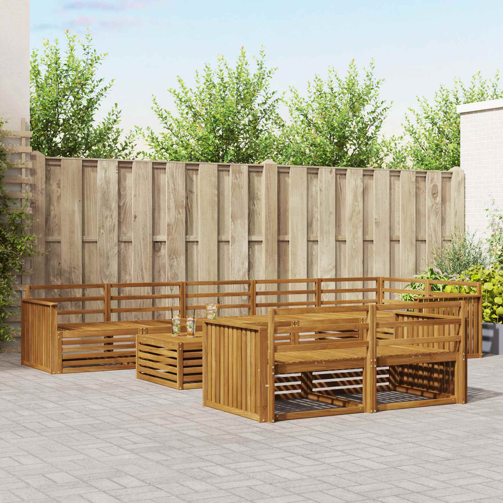Outdoor-Sofagarnitur 9 pcs Natur Massivholz Akazie