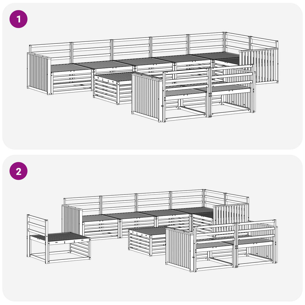 Outdoor-Sofagarnitur 9 pcs Natur Massivholz Akazie