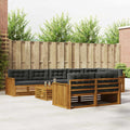 Outdoor-Sofagarnitur mit Kissen 9 pcs Natur und Anthrazit