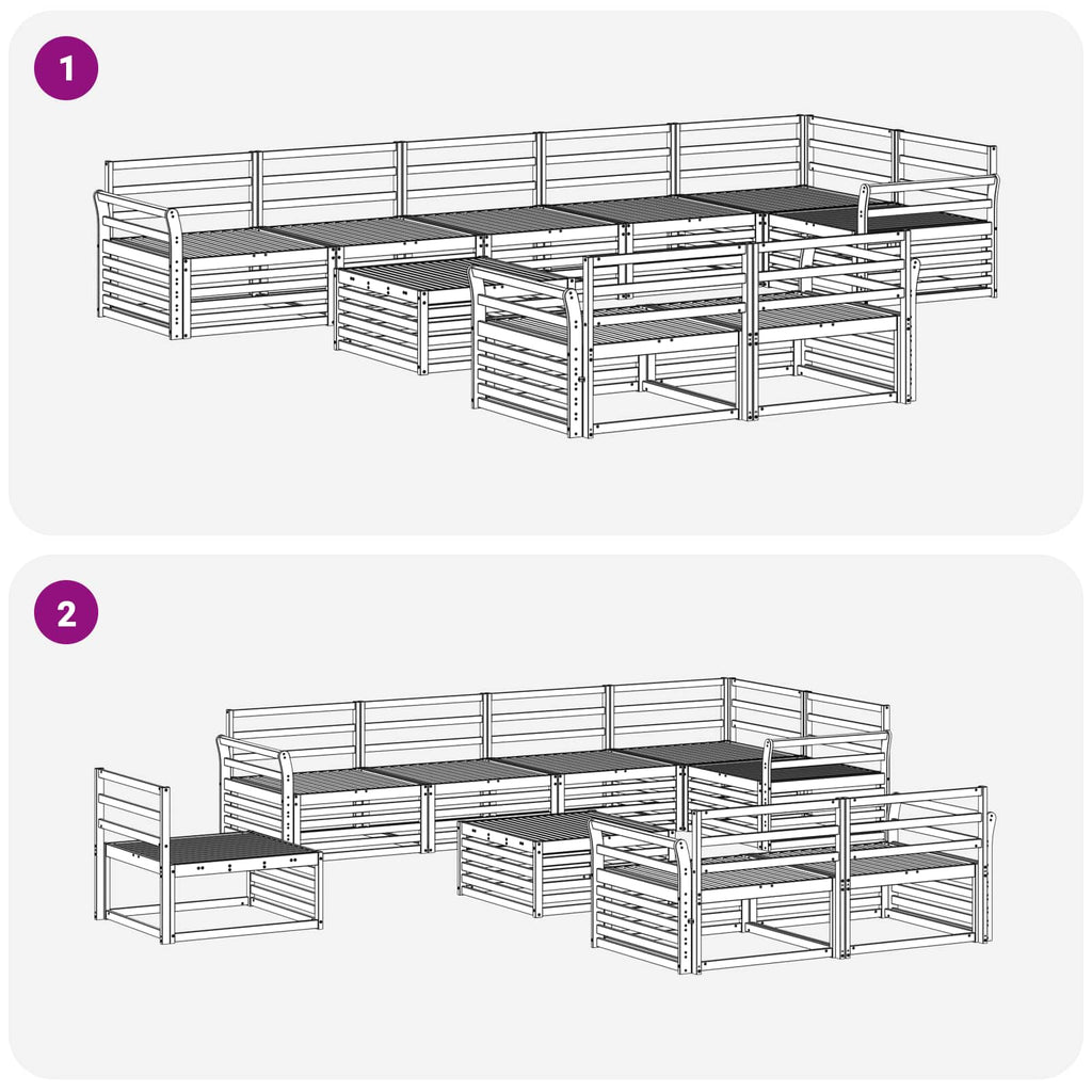 Outdoor-Sofagarnitur 9 pcs Natur Massivholz Akazie