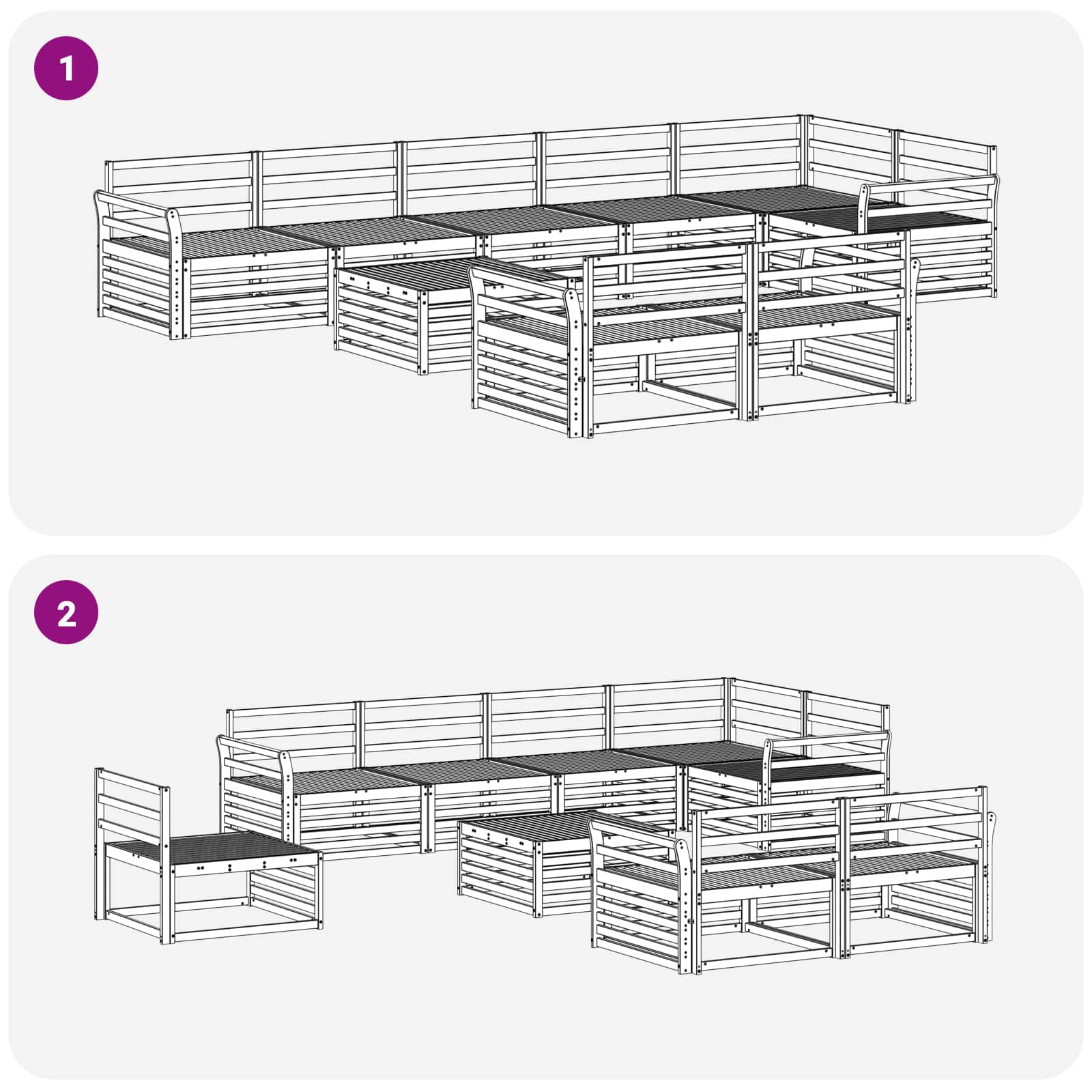 Outdoor-Sofagarnitur 9 pcs Natur Massivholz Akazie