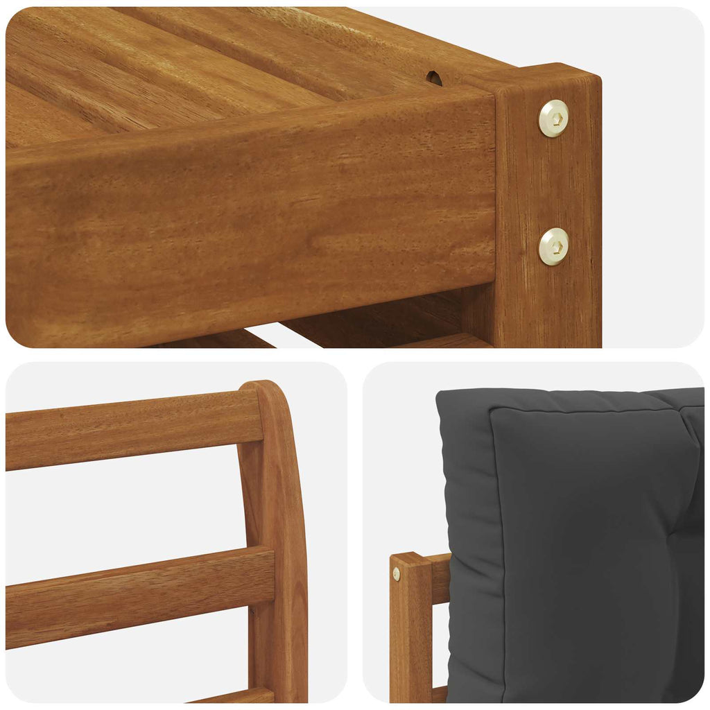 Outdoor-Sofagarnitur mit Kissen 9 pcs Natur und Anthrazit