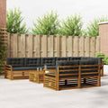 Outdoor-Sofagarnitur mit Kissen 9 pcs Natur und Anthrazit