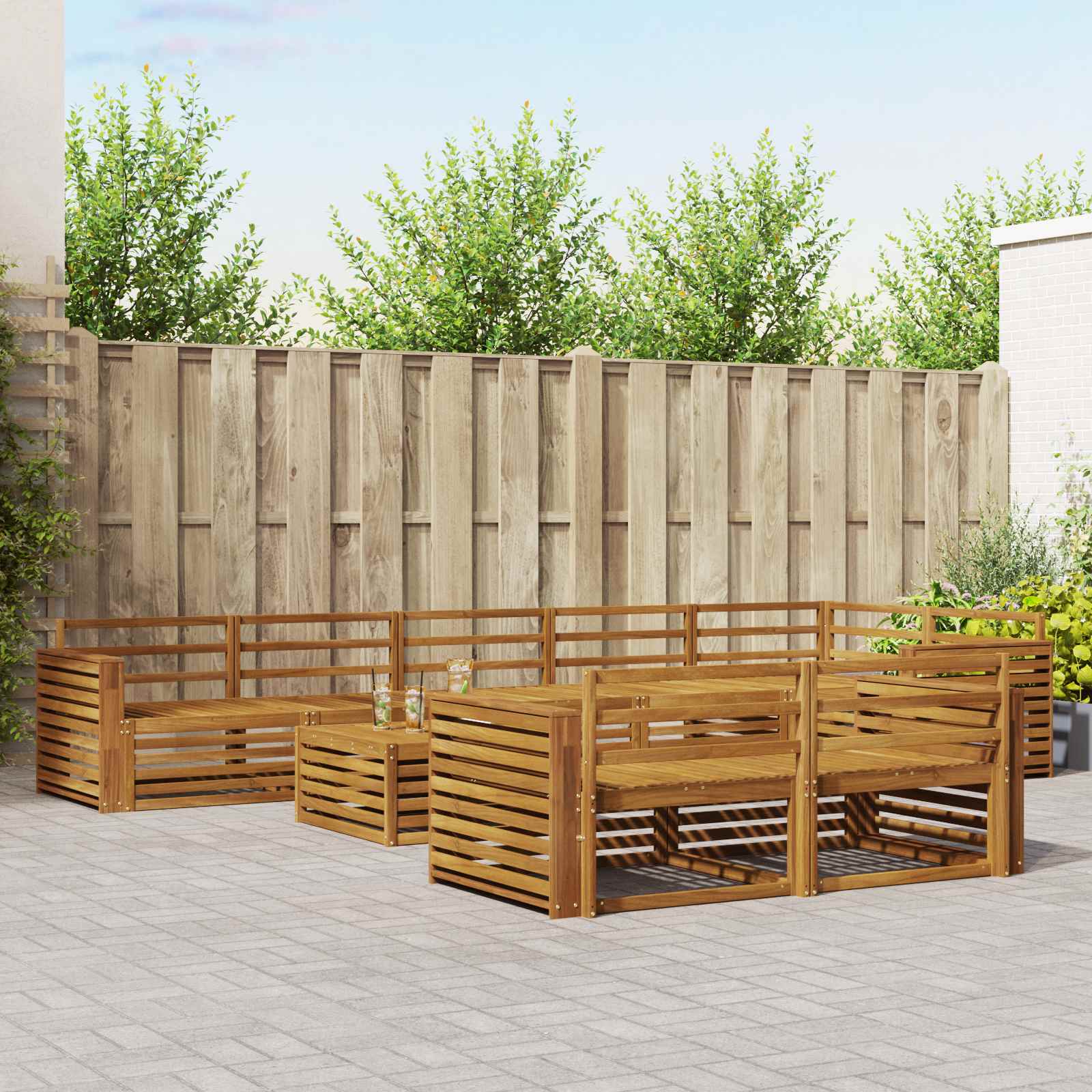 Outdoor-Sofagarnitur 9 pcs Natur Massivholz Akazie