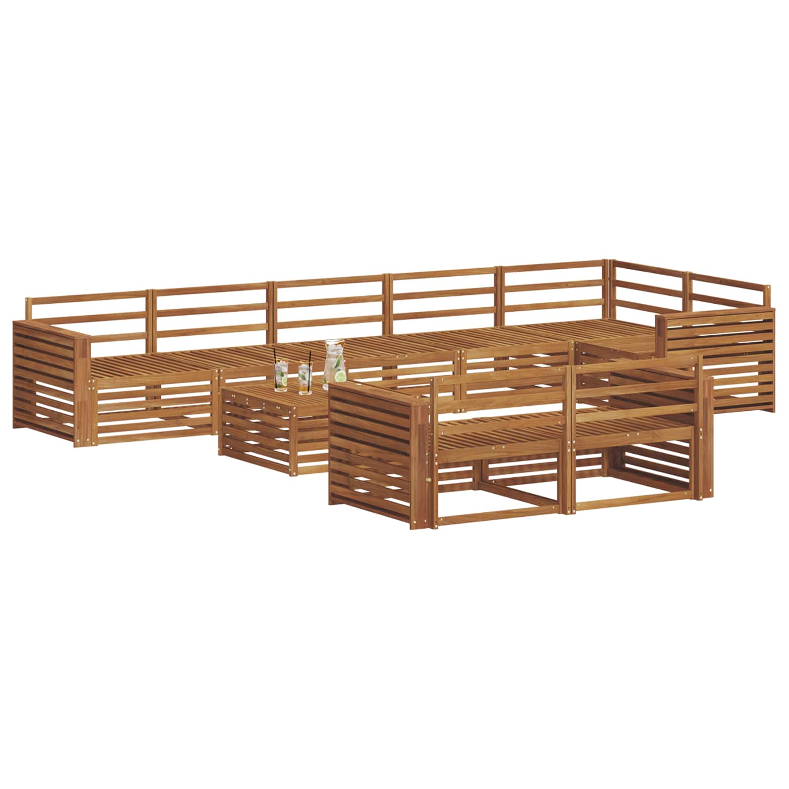 Outdoor-Sofagarnitur 9 pcs Natur Massivholz Akazie