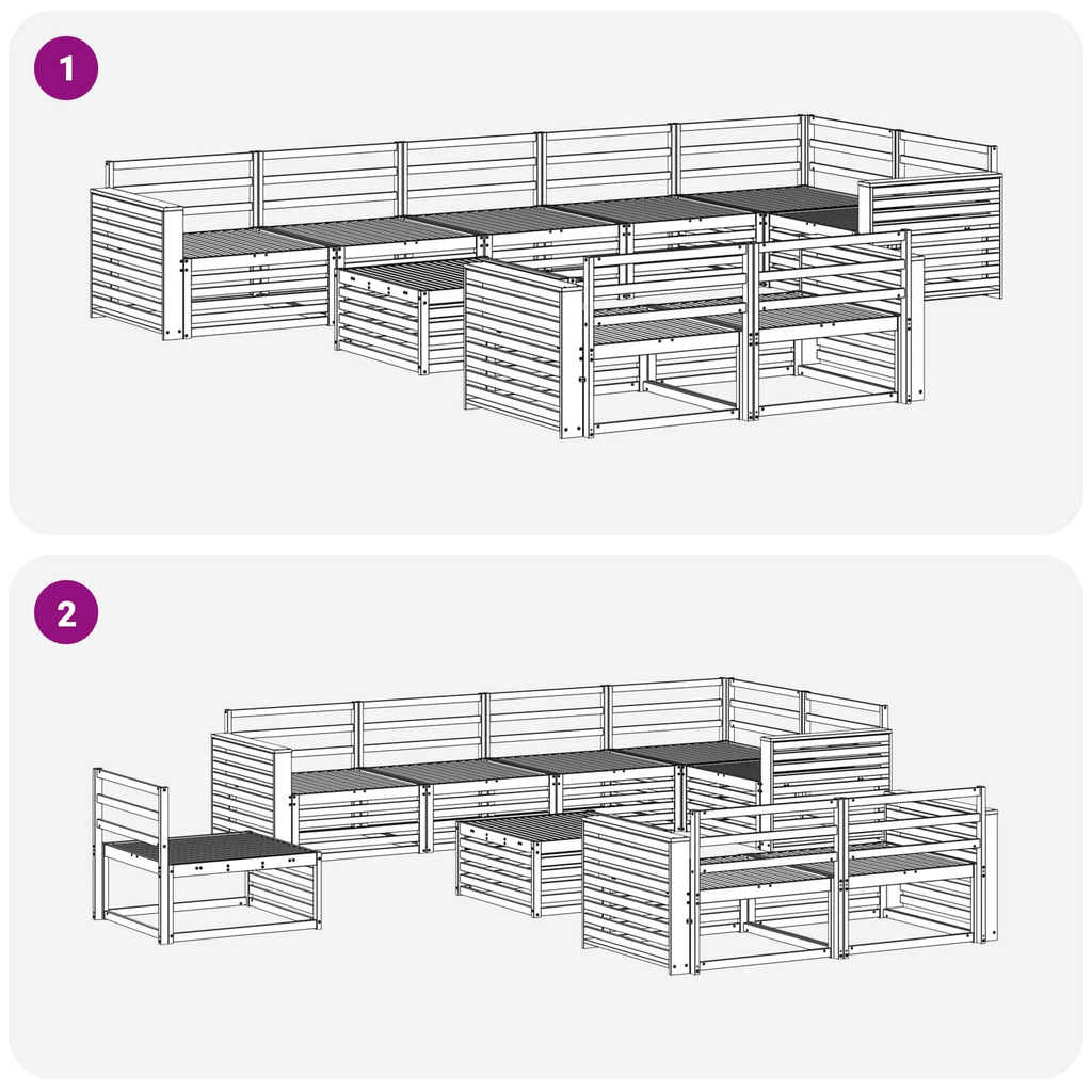 Outdoor-Sofagarnitur 9 pcs Natur Massivholz Akazie