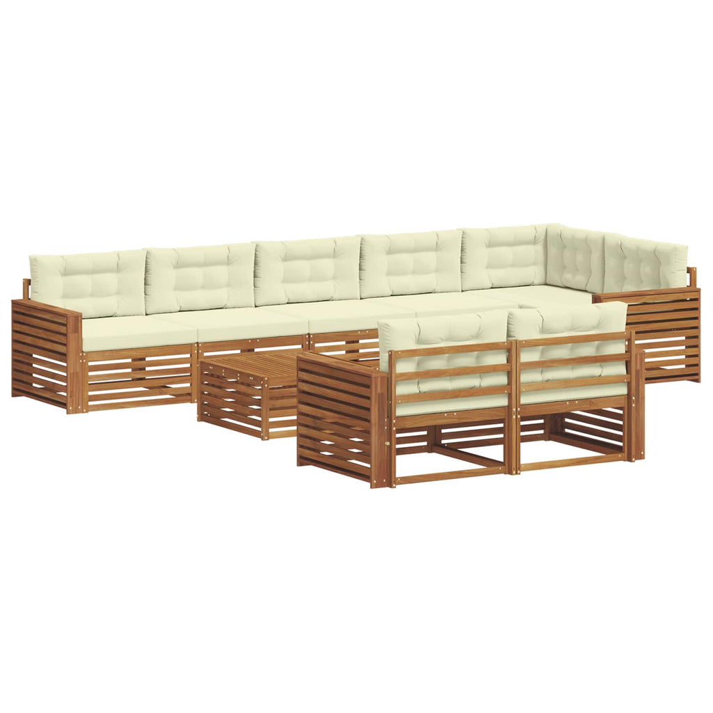 Outdoor-Sofagarnitur mit Kissen 9 pcs Natur und Creme