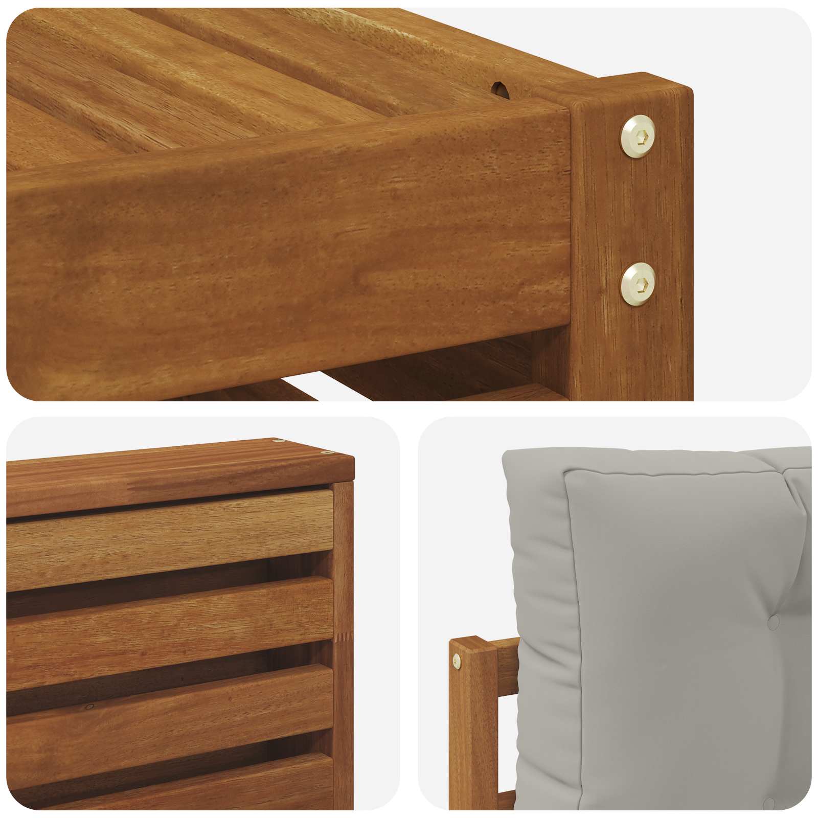 Outdoor-Sofagarnitur mit Kissen 9 pcs Natürlich und Hellgrau