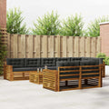 Outdoor-Sofagarnitur mit Kissen 9 pcs Natur und Anthrazit