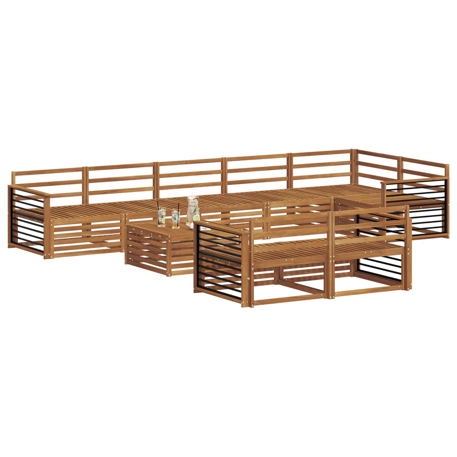Outdoor-Sofagarnitur 9 pcs Natur Massivholz Akazie
