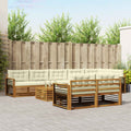 Outdoor-Sofagarnitur mit Kissen 9 pcs Natur und Creme