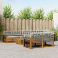 Outdoor-Sofagarnitur mit Kissen 9 pcs Natürlich und Hellgrau