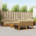 Outdoor-Sofagarnitur mit Kissen 9 pcs Natur und Beige