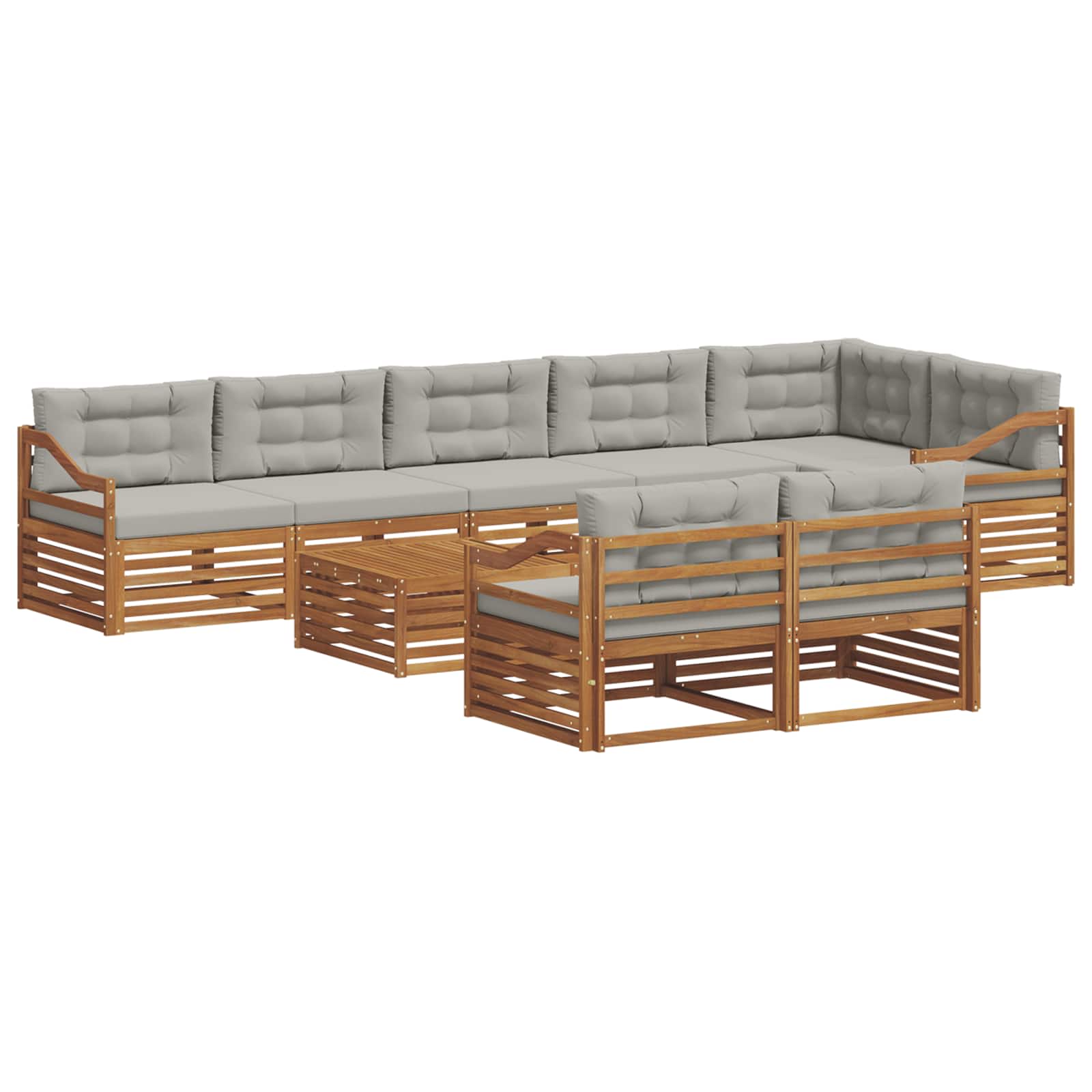 Outdoor-Sofagarnitur mit Kissen 9 pcs Natürlich und Hellgrau
