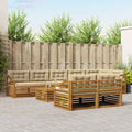 Outdoor-Sofagarnitur mit Kissen 9 pcs Natur und Beige