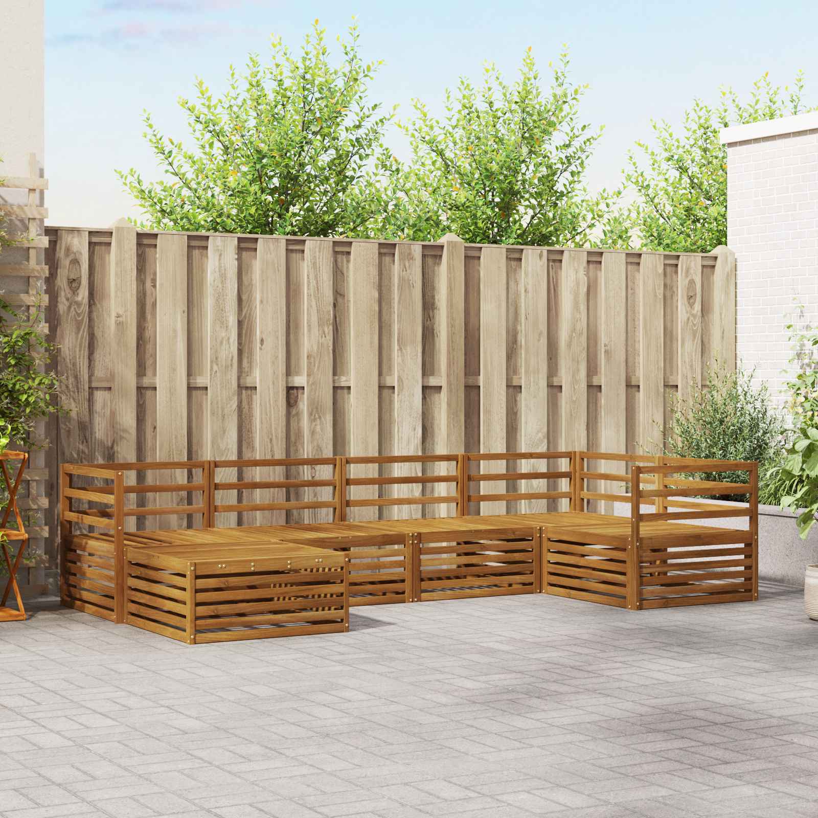 Outdoor-Sofagarnitur 6 pcs Natur Massivholz Akazie