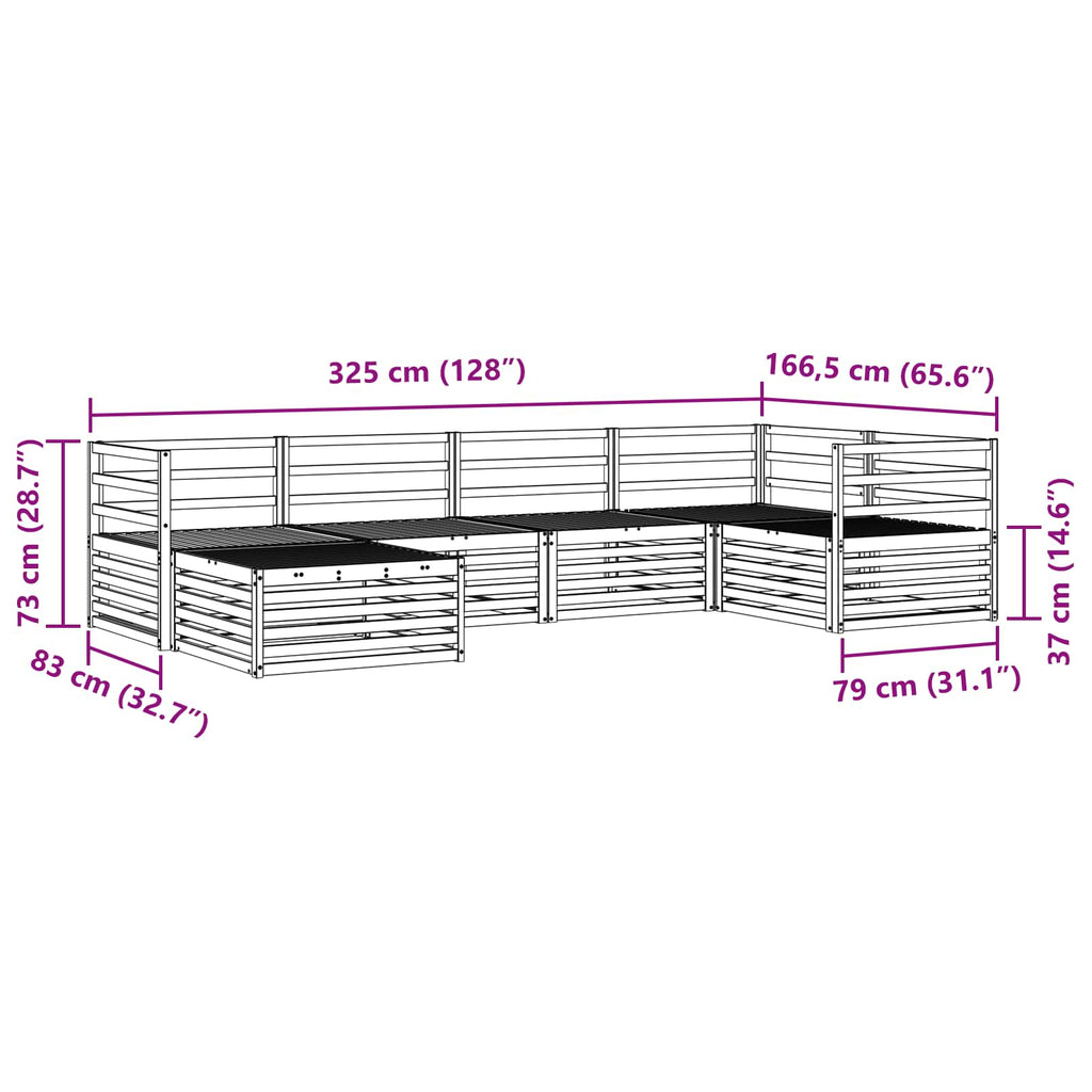 Outdoor-Sofagarnitur 6 pcs Natur Massivholz Akazie