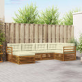 Outdoor-Sofagarnitur mit Kissen 6 pcs Natur und Creme
