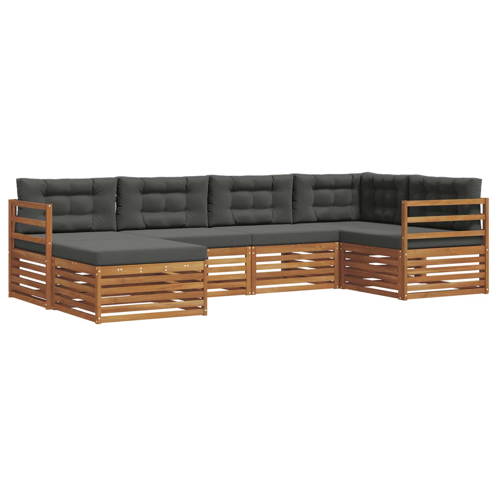 Outdoor-Sofagarnitur mit Kissen 6 pcs Natur und Anthrazit