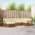 Outdoor-Sofagarnitur mit Kissen 6 pcs Natur und Creme