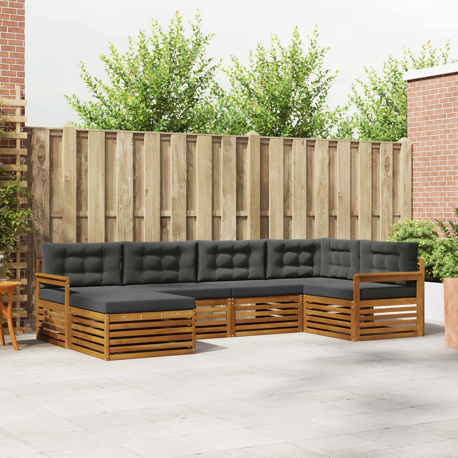 Outdoor-Sofagarnitur mit Kissen 6 pcs Natur und Anthrazit