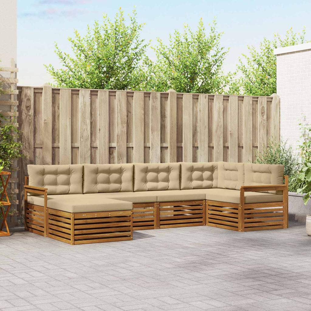 Outdoor-Sofagarnitur mit Kissen 6 pcs Natur und Beige