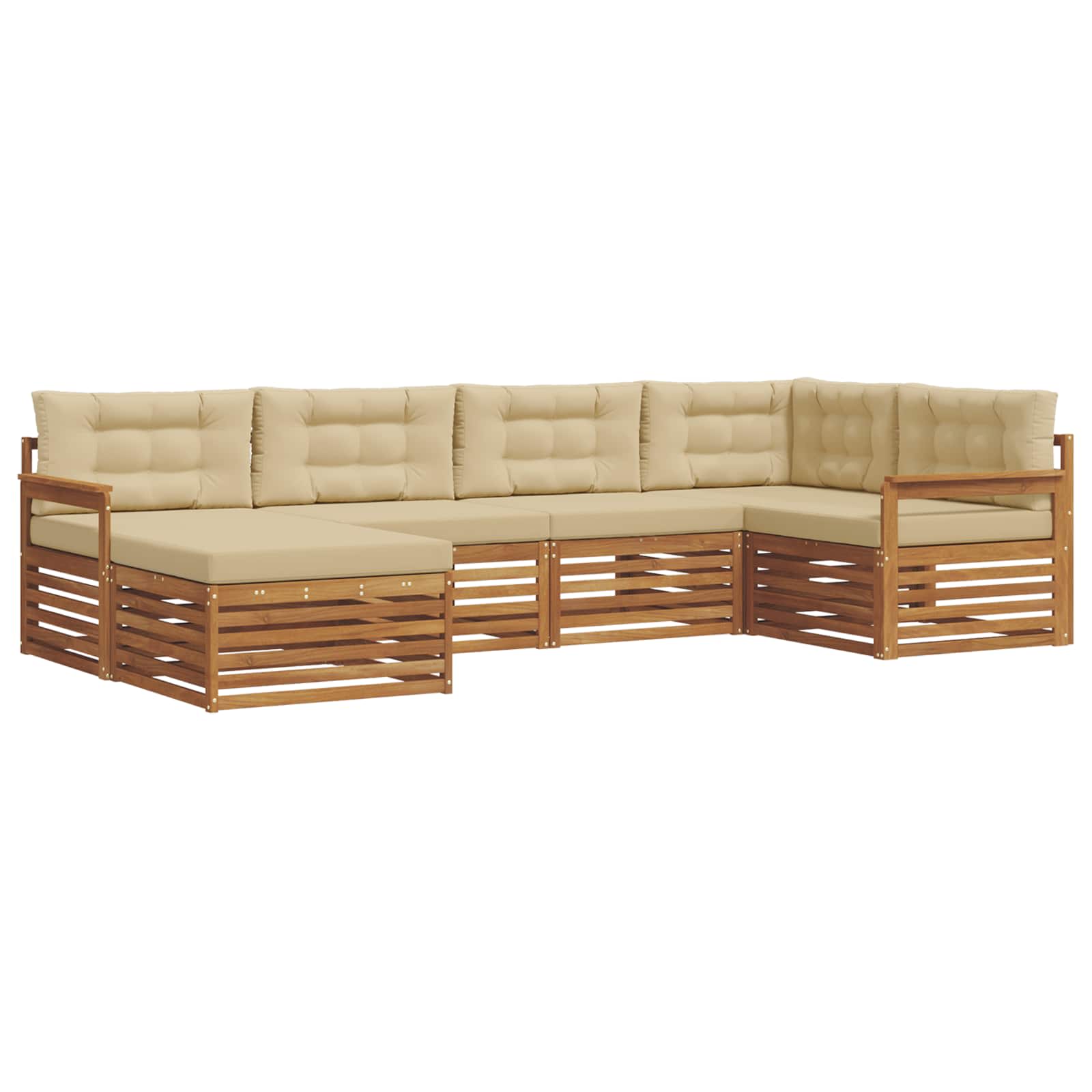 Outdoor-Sofagarnitur mit Kissen 6 pcs Natur und Beige
