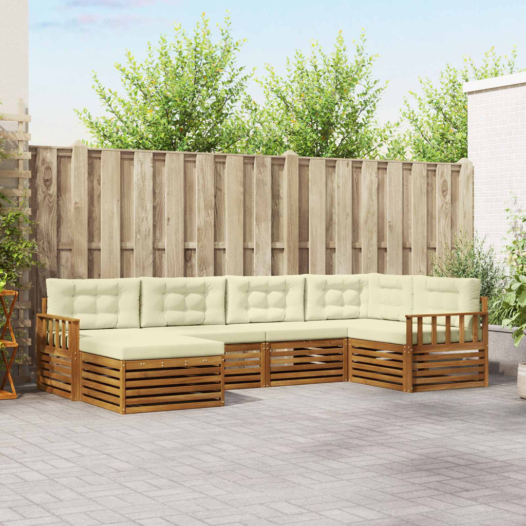 Outdoor-Sofagarnitur mit Kissen 6 pcs Natur und Creme
