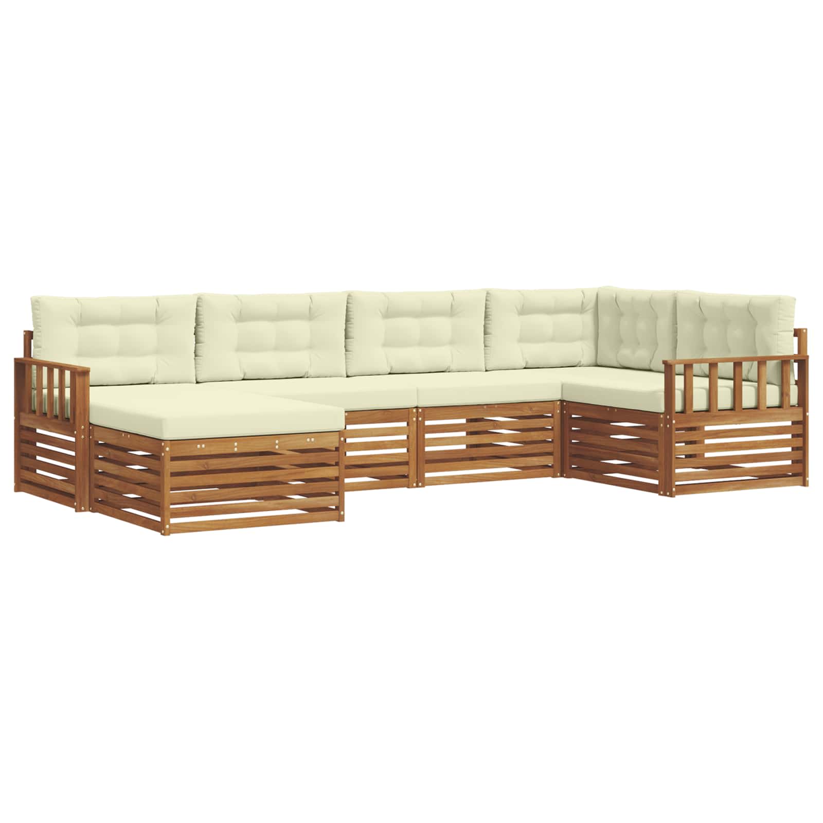 Outdoor-Sofagarnitur mit Kissen 6 pcs Natur und Creme