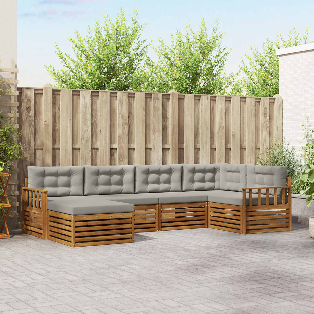 Outdoor-Sofagarnitur mit Kissen 6 pcs Natürlich und Hellgrau