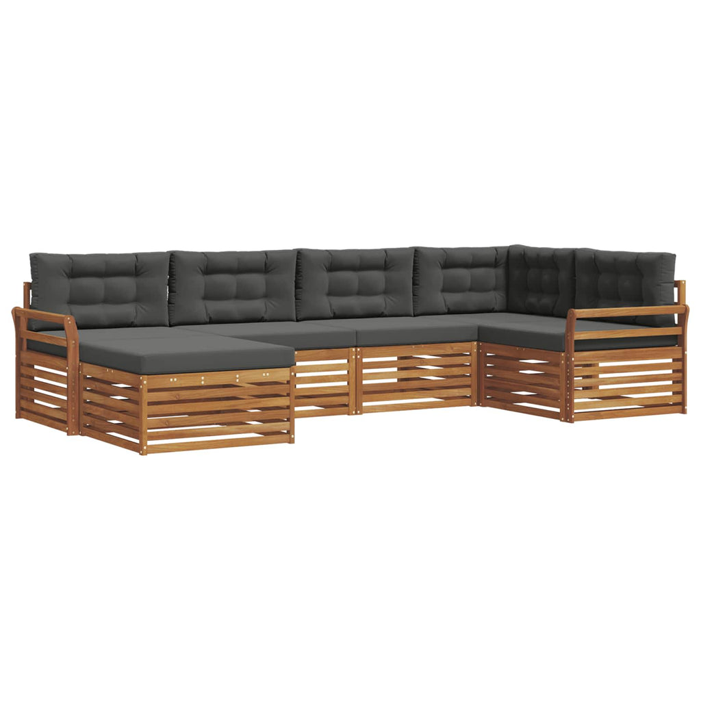Outdoor-Sofagarnitur mit Kissen 6 pcs Natur und Anthrazit