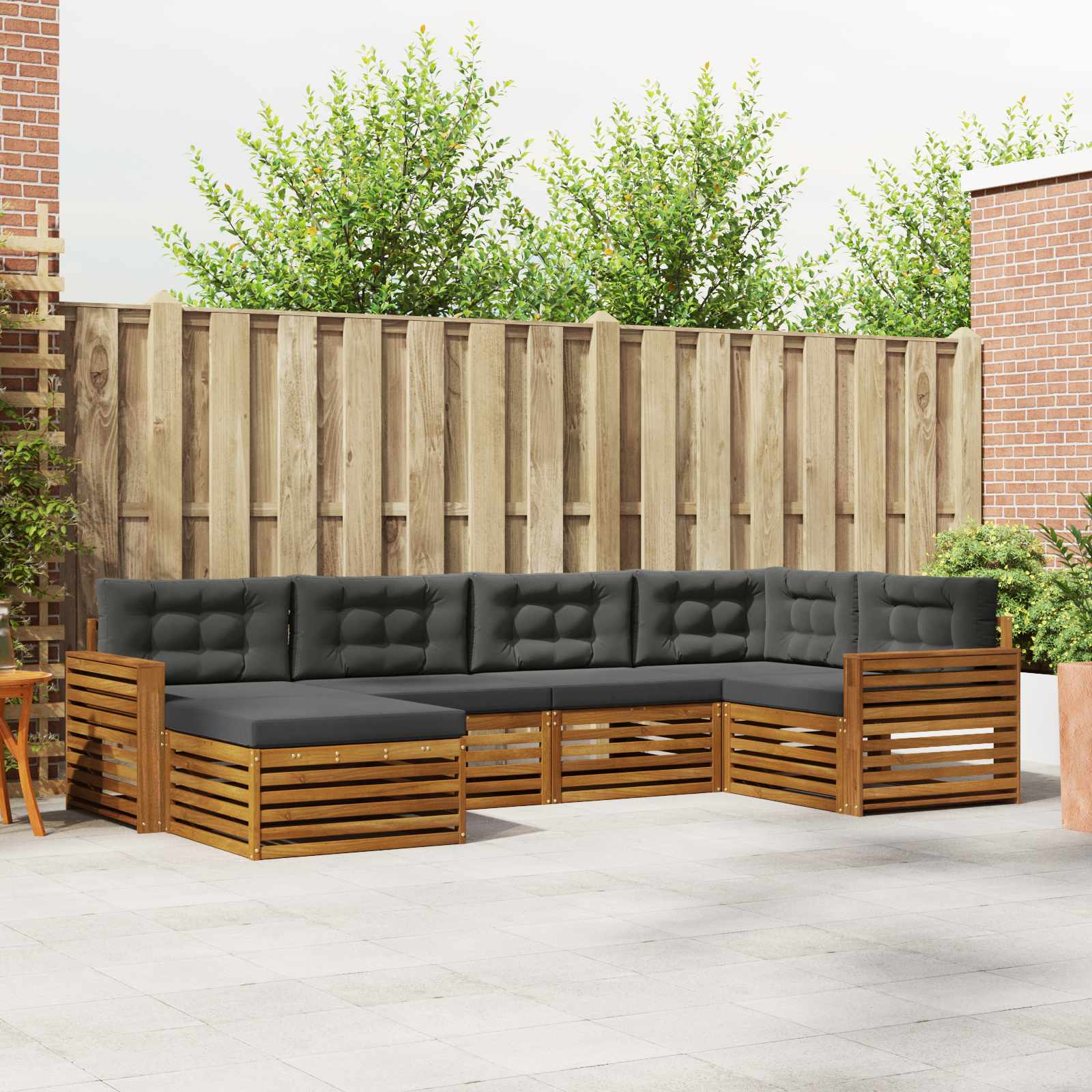 Outdoor-Sofagarnitur mit Kissen 6 pcs Natur und Anthrazit