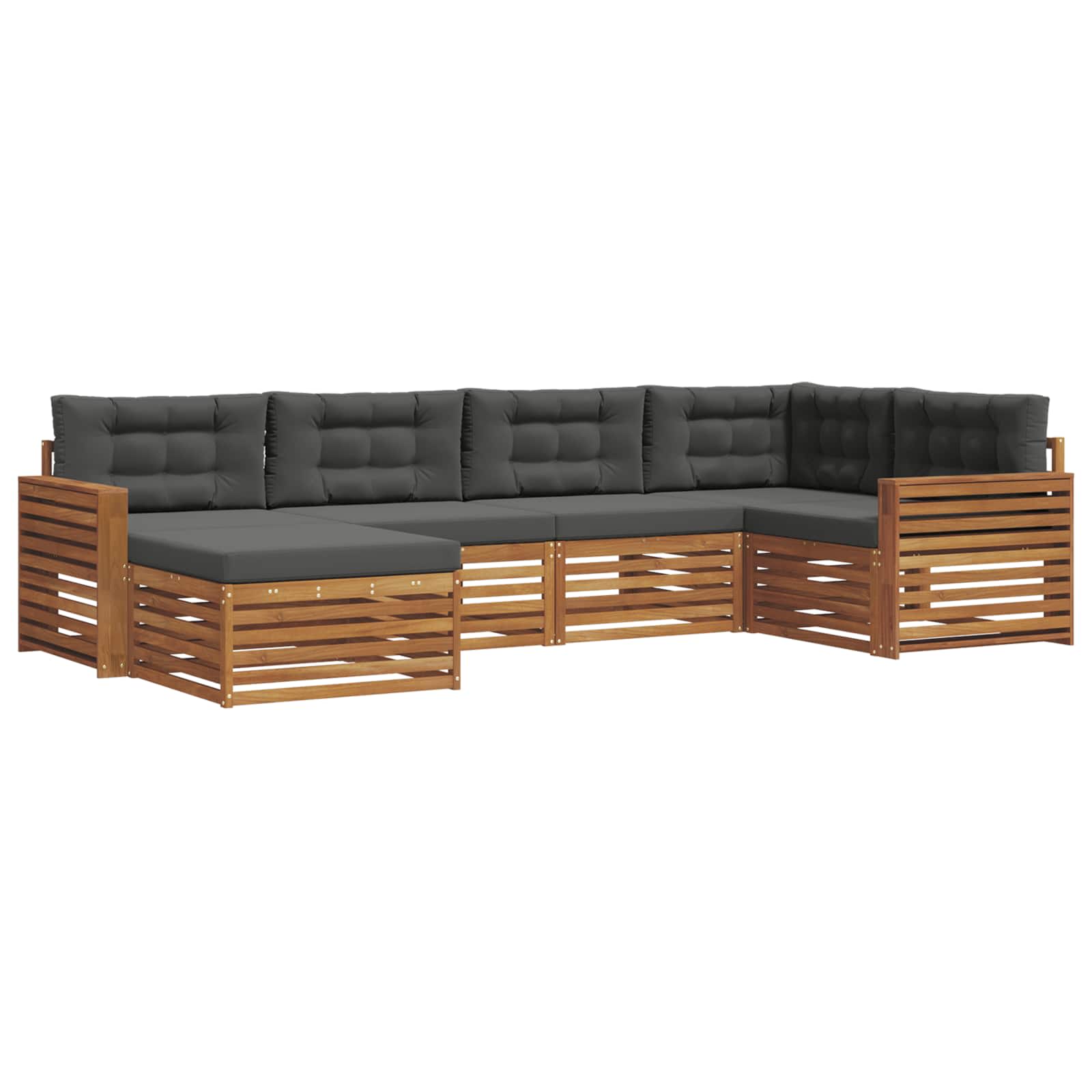 Outdoor-Sofagarnitur mit Kissen 6 pcs Natur und Anthrazit