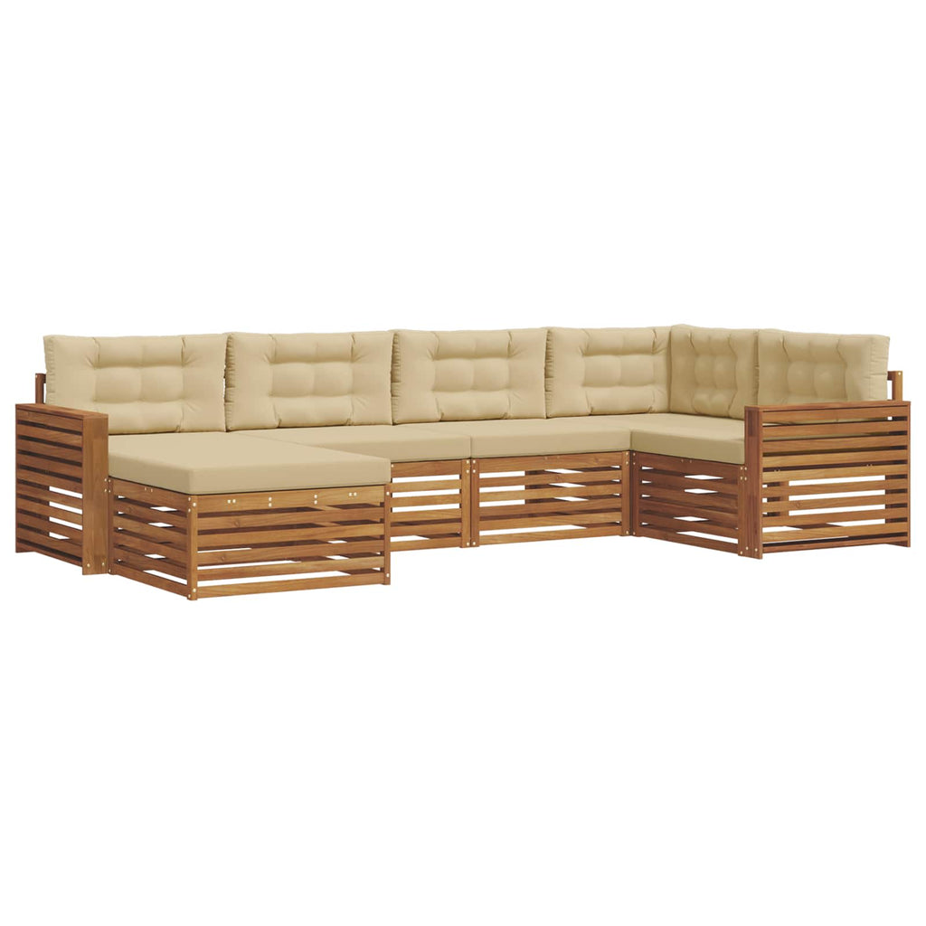 Outdoor-Sofagarnitur mit Kissen 6 pcs Natur und Beige