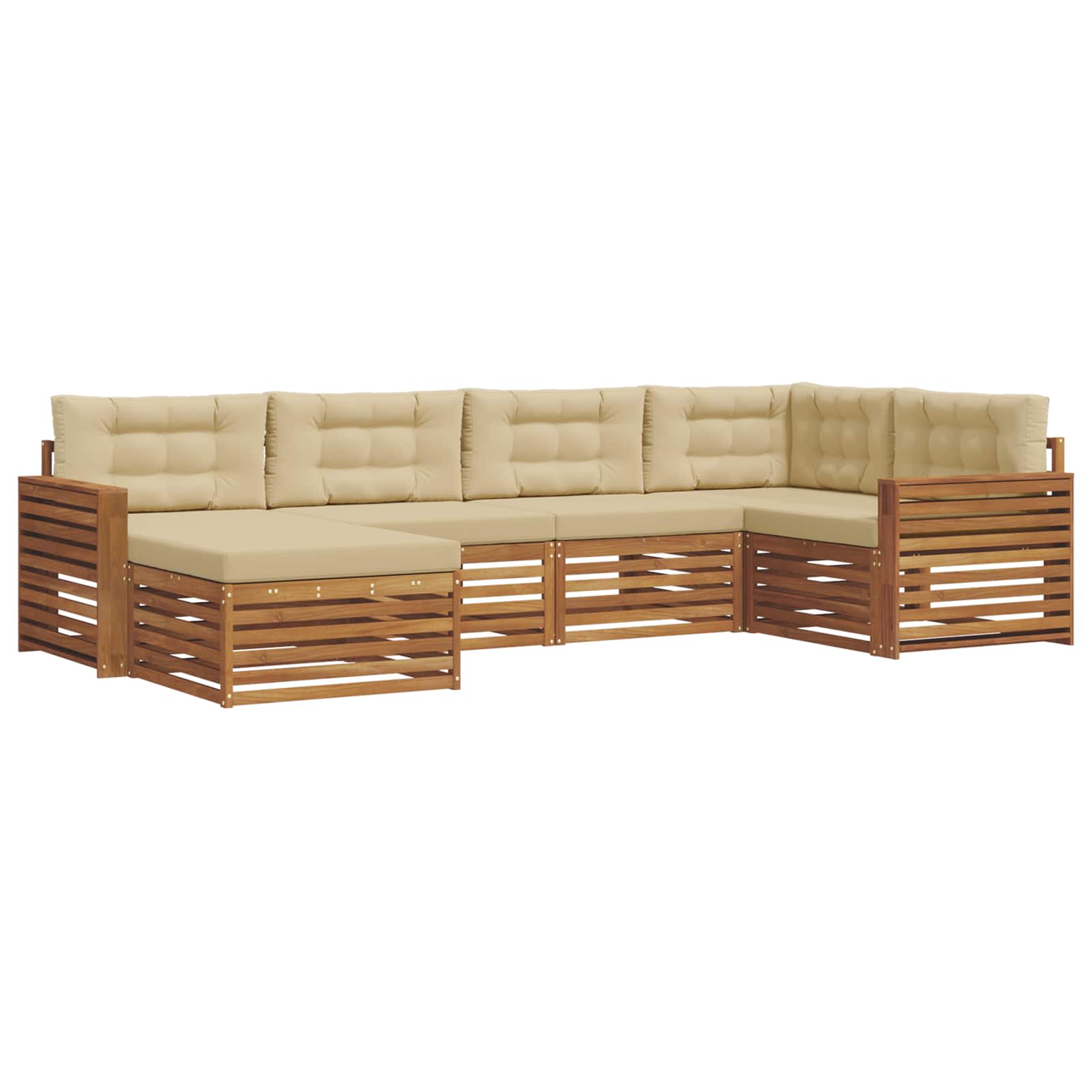 Outdoor-Sofagarnitur mit Kissen 6 pcs Natur und Beige