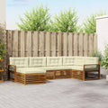 Outdoor-Sofagarnitur mit Kissen 6 pcs Natur und Creme
