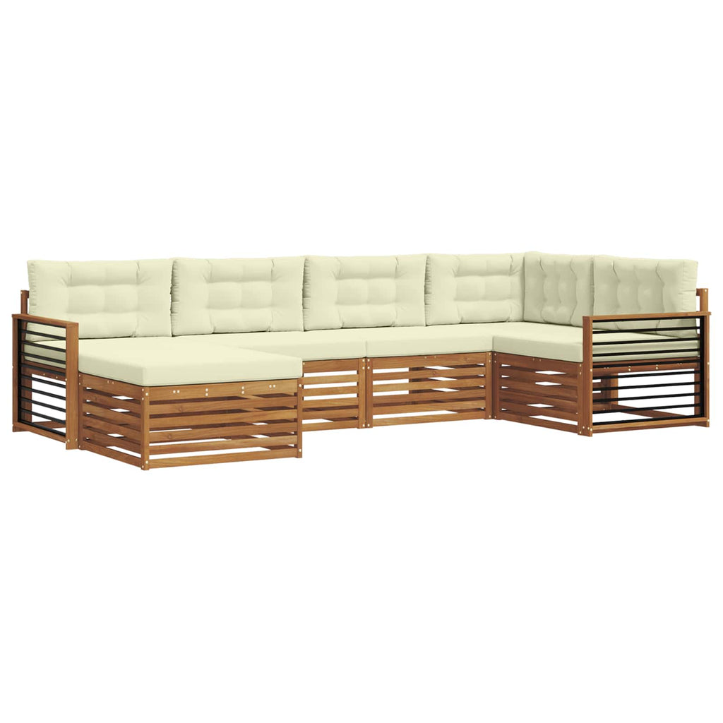 Outdoor-Sofagarnitur mit Kissen 6 pcs Natur und Creme