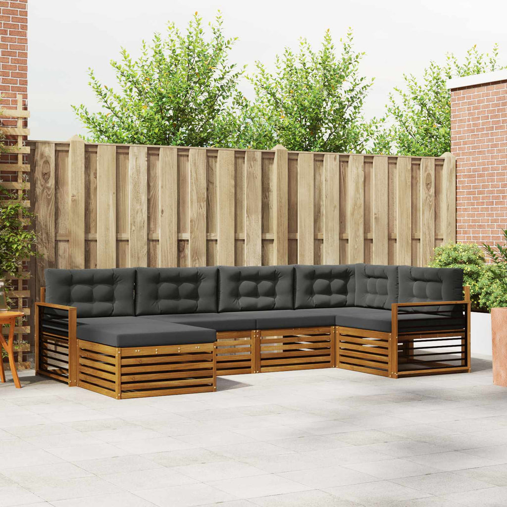 Outdoor-Sofagarnitur mit Kissen 6 pcs Natur und Anthrazit