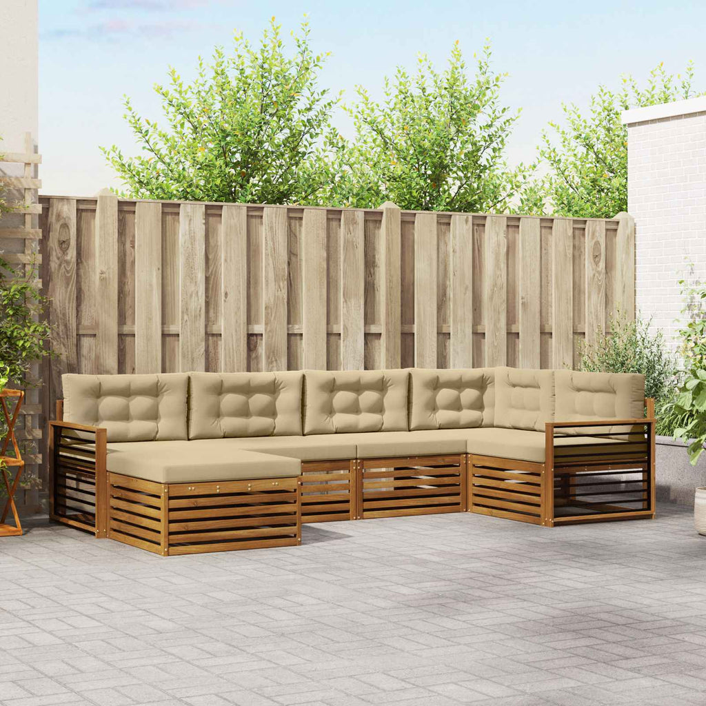 Outdoor-Sofagarnitur mit Kissen 6 pcs Natur und Beige